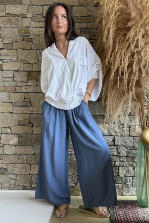 Basso Shirring Wide Leg Pant Airforce 